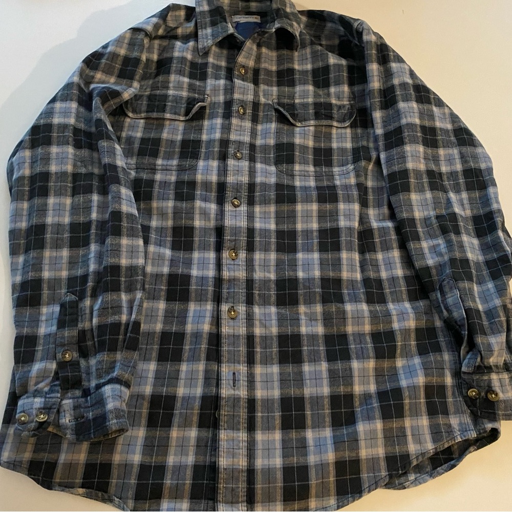 Carhartt Blue Casual Button Down Shirt Versatile Design